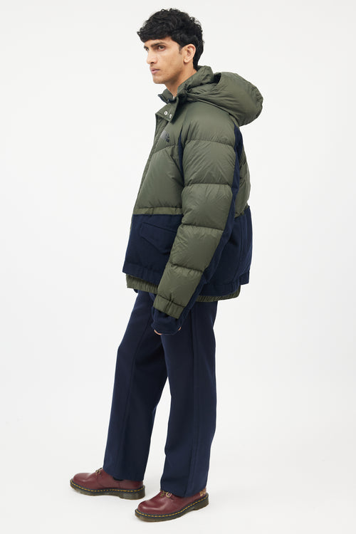 Sacai X Nike Green & Navy Down Puffer