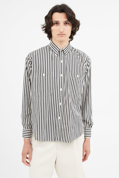 Saint Laurent 1980s Black & White Stripe Shirt