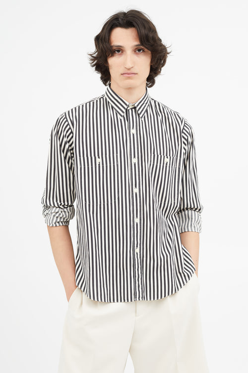 Saint Laurent 1980s Black & White Stripe Shirt