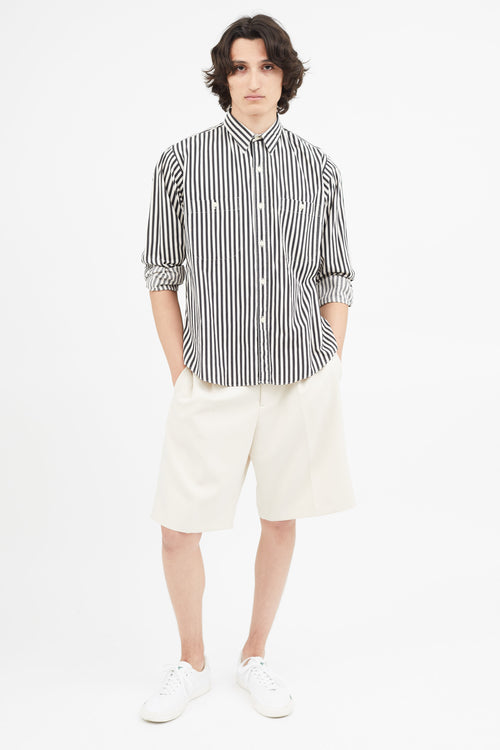Saint Laurent 1980s Black & White Stripe Shirt