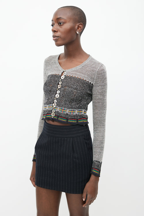 Saint Laurent 1990s Grey & Multi Knit Cardigan