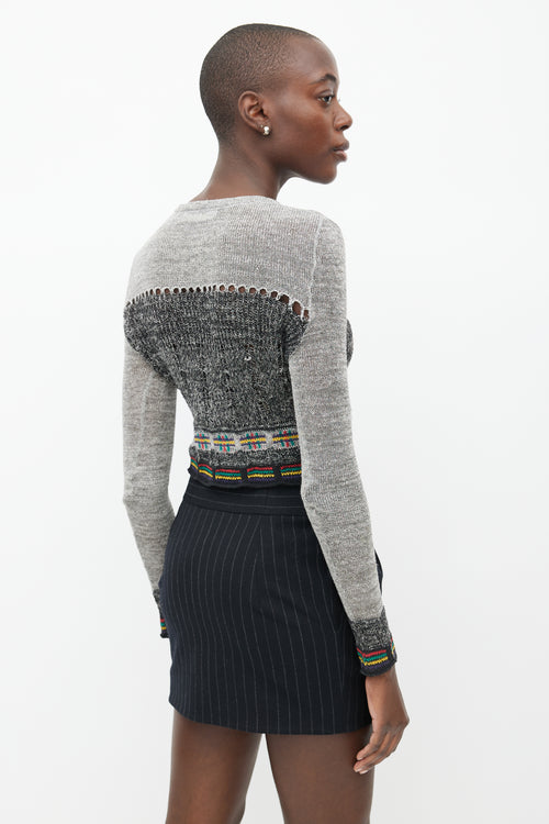 Saint Laurent 1990s Grey & Multi Knit Cardigan