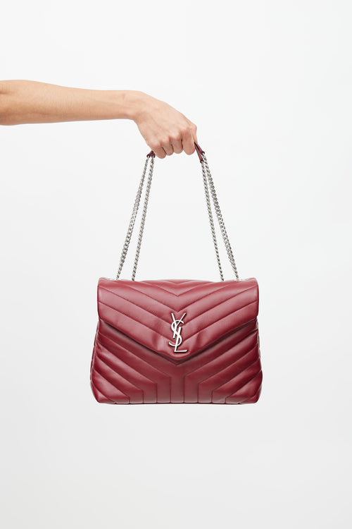 Saint Laurent 2017 Maroon & Silver Medium Loulou Shoulder Bag