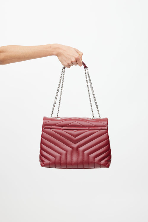 Saint Laurent 2017 Maroon & Silver Medium Loulou Shoulder Bag