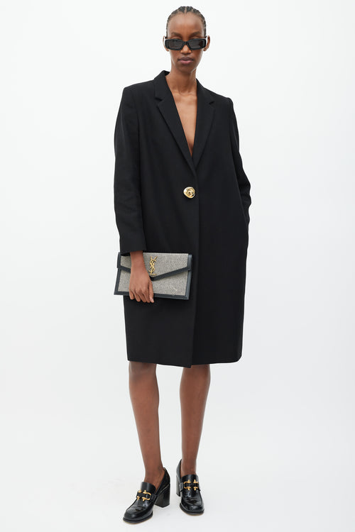 Saint Laurent 2021 Black & White Canvas Uptown Pouch