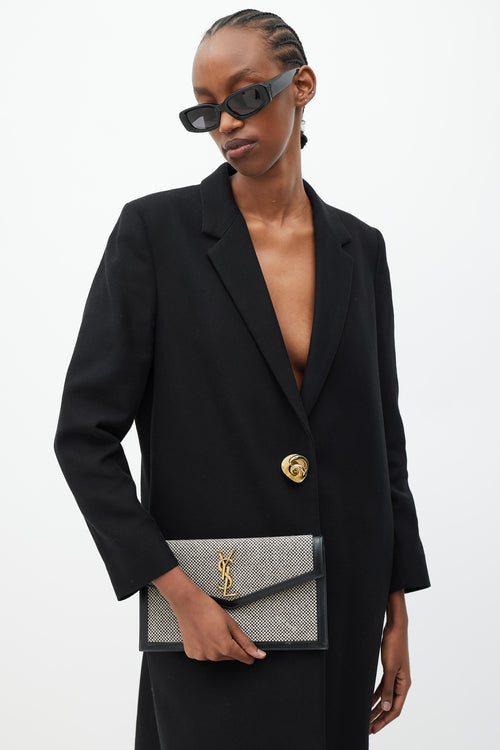 Saint Laurent 2021 Black & White Canvas Uptown Pouch