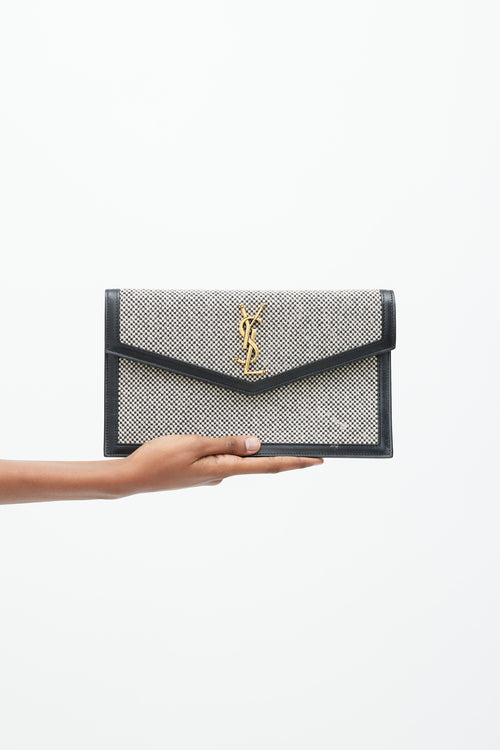 Saint Laurent 2021 Black & White Canvas Uptown Pouch