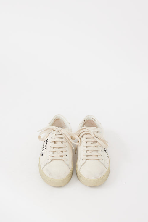 Saint Laurent Beige & Black Court Classic Distressed Sneaker