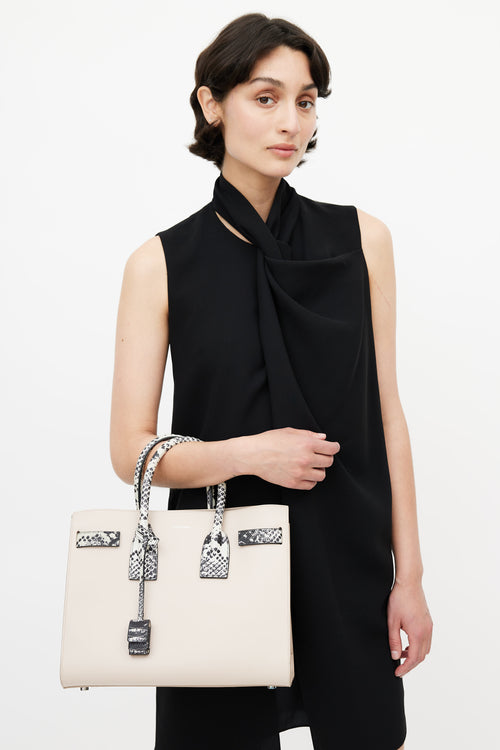 Saint Laurent Beige & Multicolour Print Sac De Jour Shoulder Bag