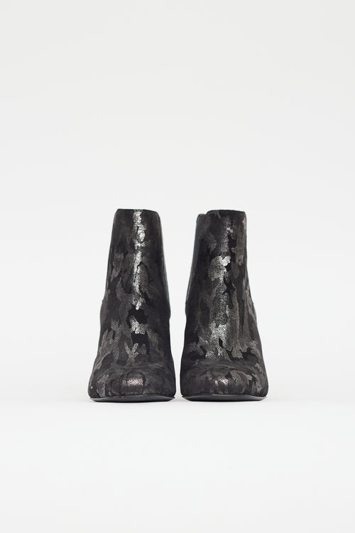 Saint Laurent Black & Silver Camo Chelsea Boot