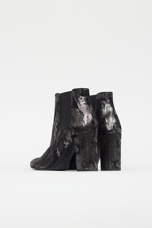 Saint Laurent Black & Silver Camo Chelsea Boot