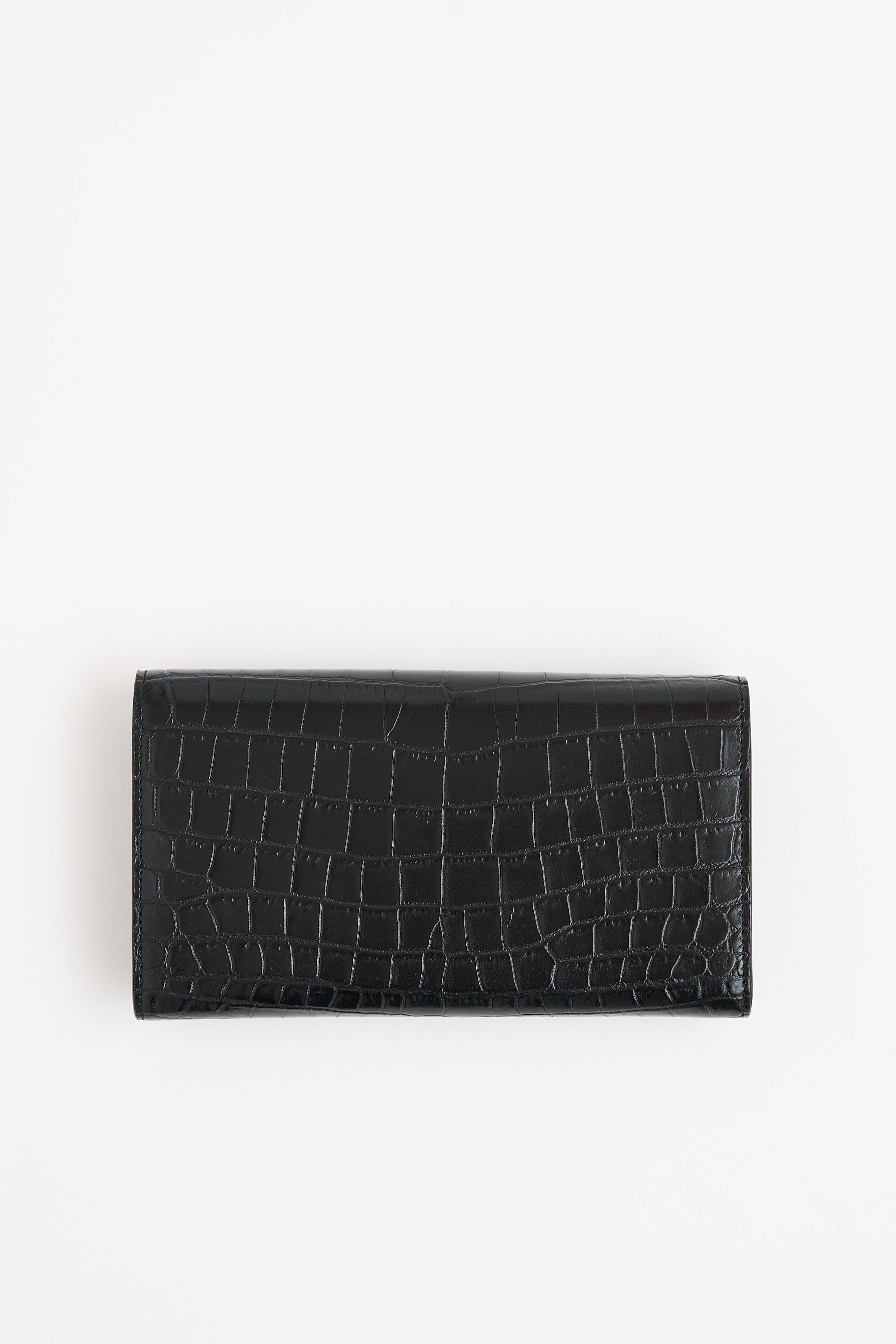 Saint Laurent Embossed Leather Cassandre Wallet