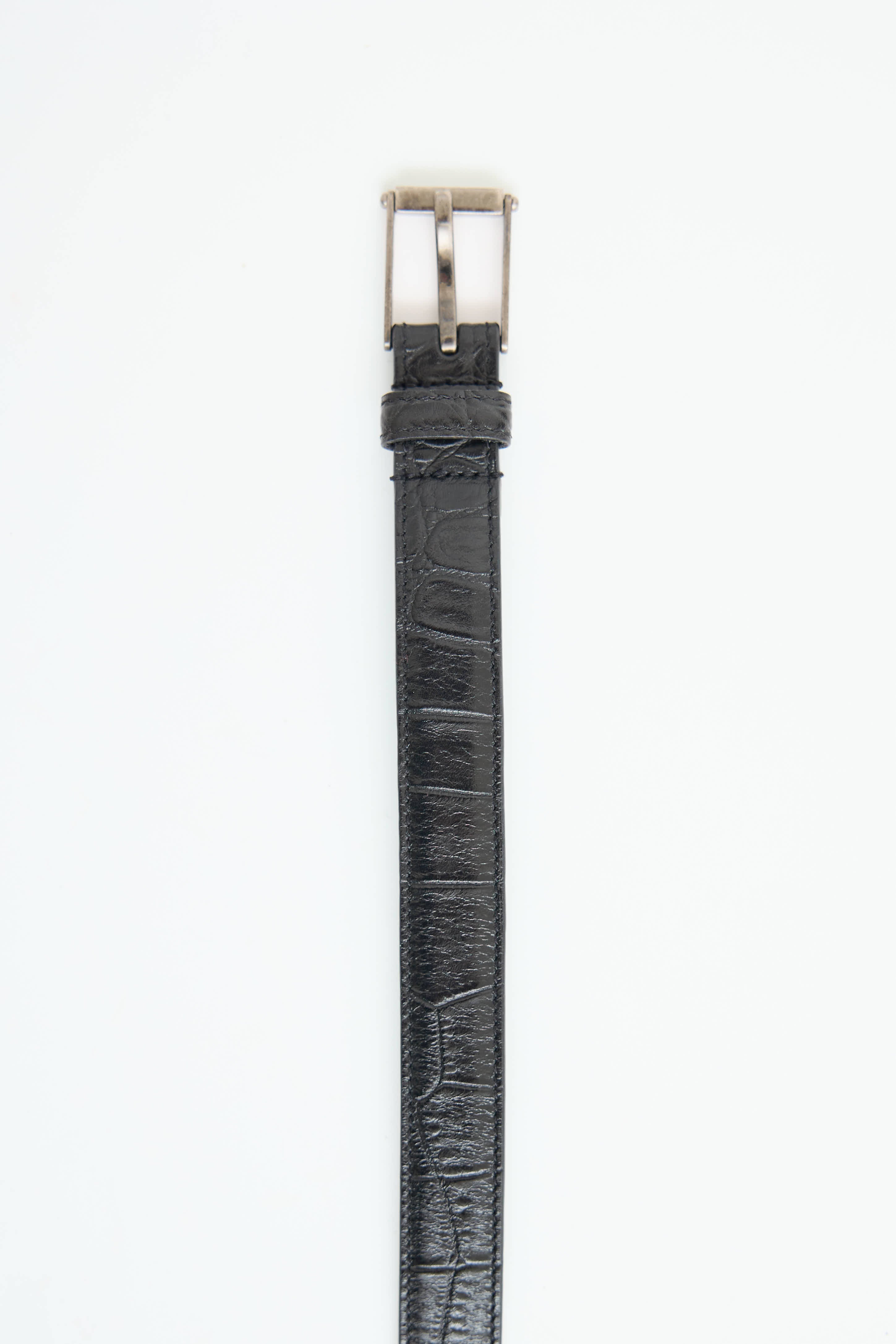 Saint Laurent Embossed Skinny Belt