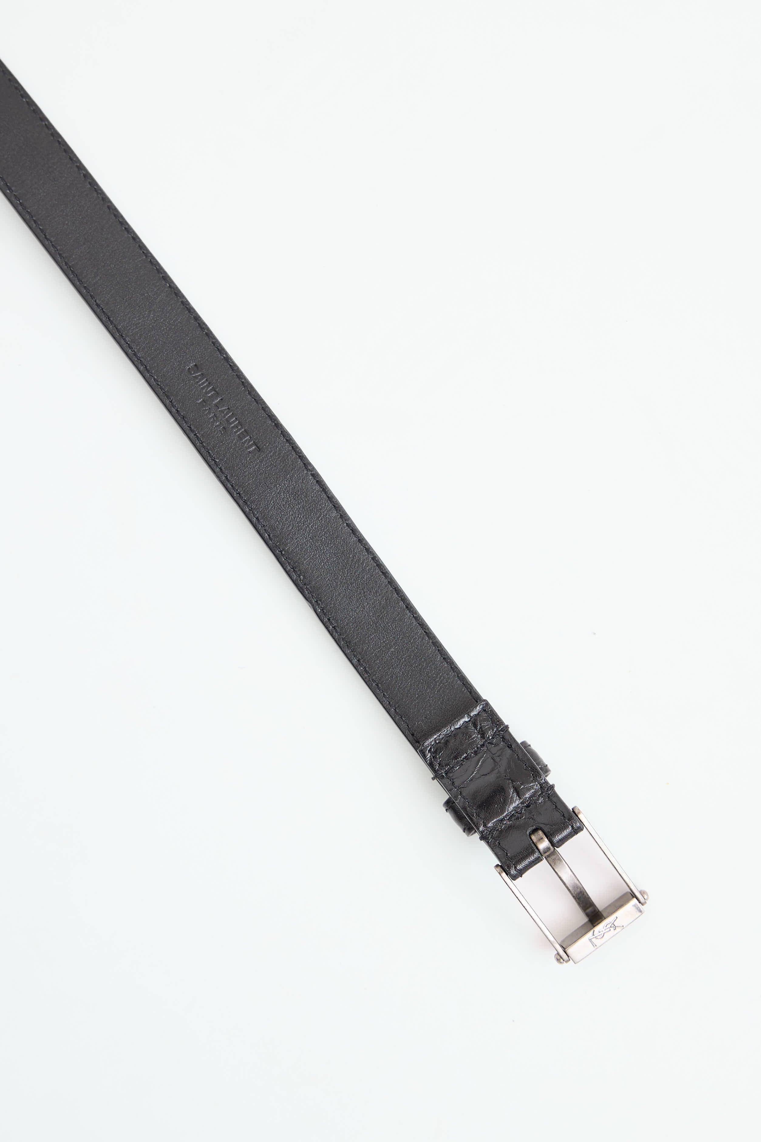 Saint Laurent Embossed Skinny Belt