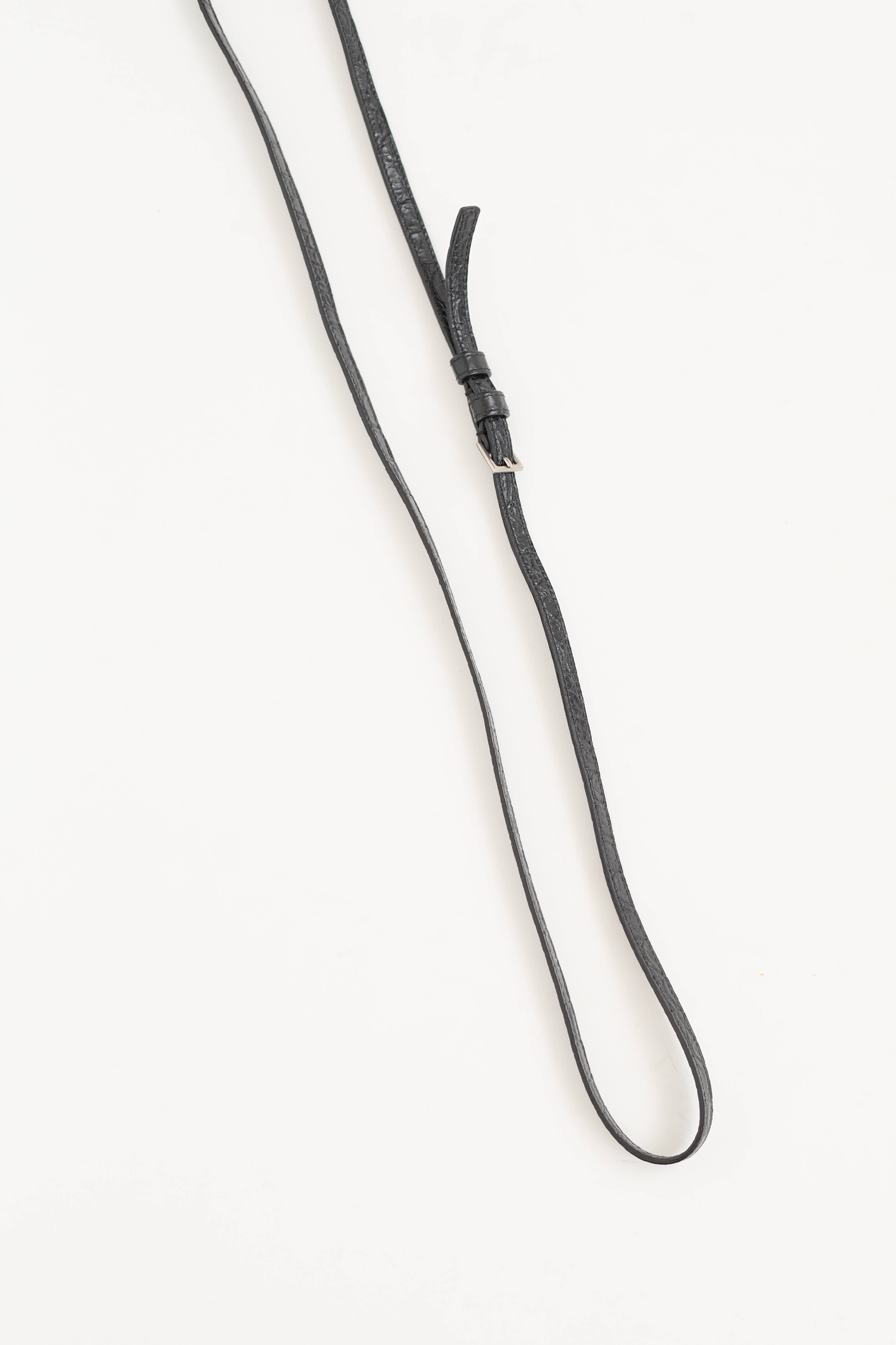 Saint Laurent Embossed Leather Phone Holder