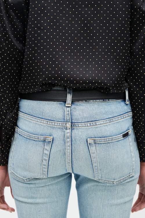 Saint Laurent Black & Gold Cassandre Leather Belt