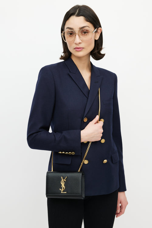 Saint Laurent Black & Gold Classic Kate Leather Bag