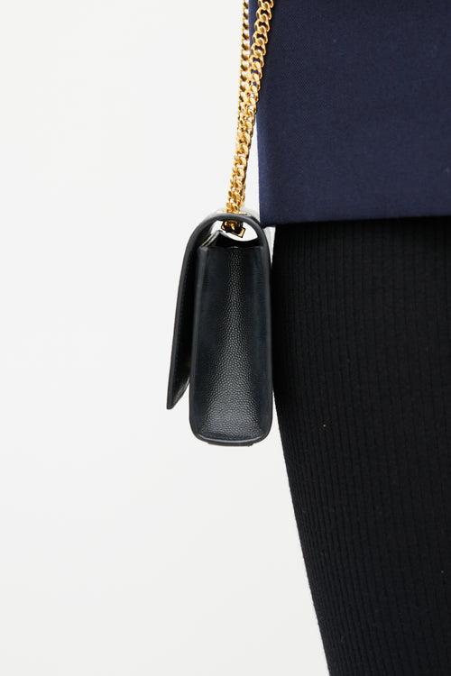 Saint Laurent Black & Gold Classic Kate Leather Bag