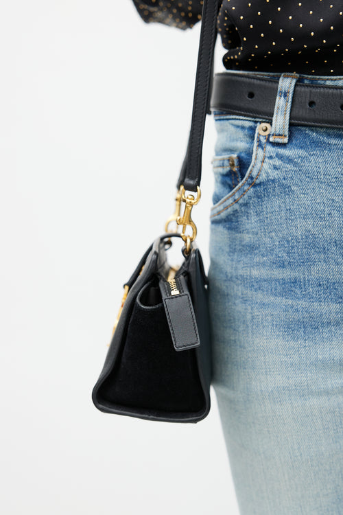 Saint Laurent Black & Gold Toy Cabas Leather Bag