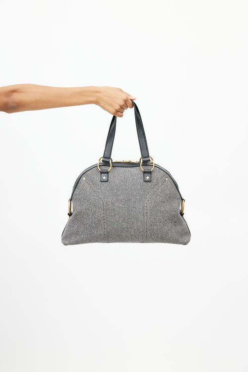 Saint Laurent Black & Grey Muse Wool Bag