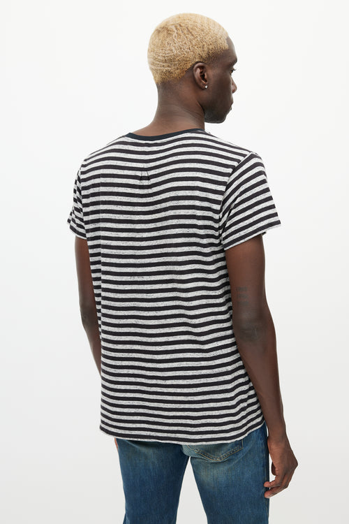 Saint Laurent Black & Grey Striped T-Shirt