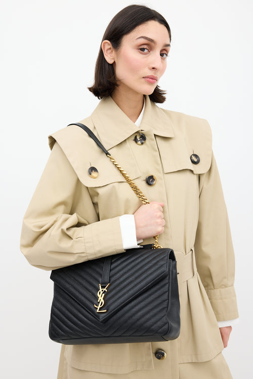 Saint Laurent Black Leather Large Envelope Chain Bag