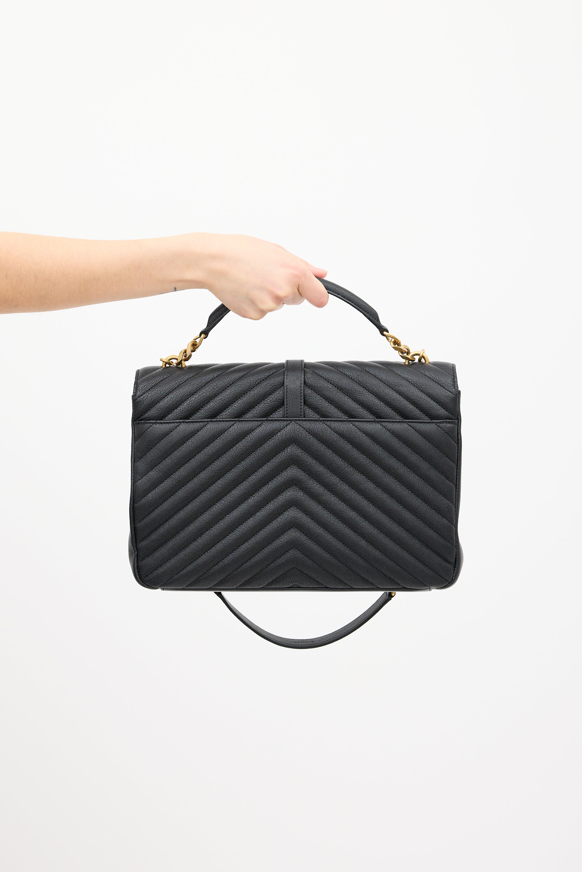 Saint Laurent Black Leather Large Envelope Chain Bag