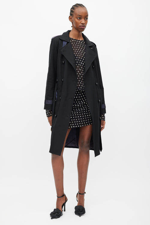 Saint Laurent Black & Navy Double Breasted Trench Coat