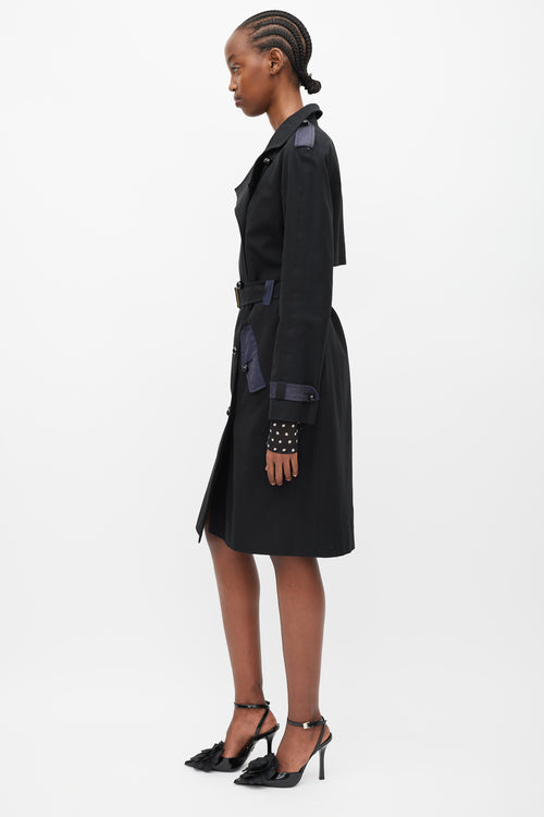 Saint Laurent Black & Navy Double Breasted Trench Coat