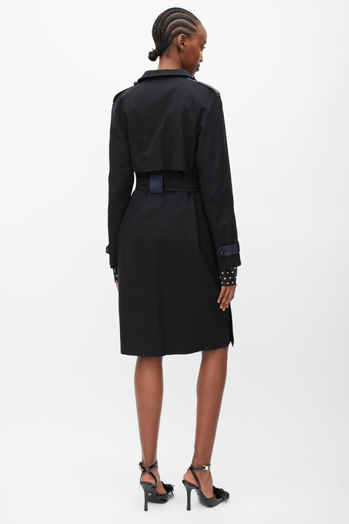 Saint Laurent Black & Navy Double Breasted Trench Coat