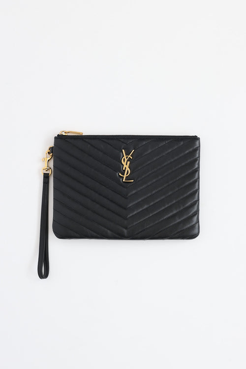 Saint Laurent Quilted Wristlet Pouch