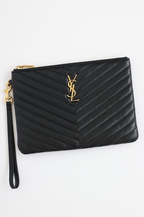 Saint Laurent Quilted Wristlet Pouch
