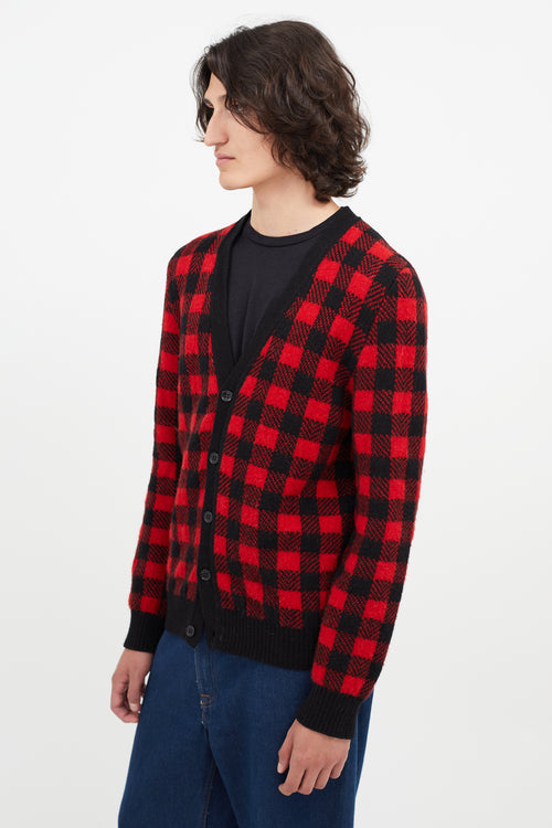 Saint Laurent Black & Red Plaid Cardigan