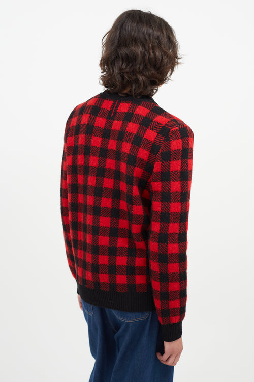 Saint Laurent Black & Red Plaid Cardigan