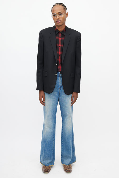 Saint Laurent Black & Silver Button Blazer