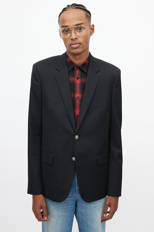 Saint Laurent Black & Silver Button Blazer