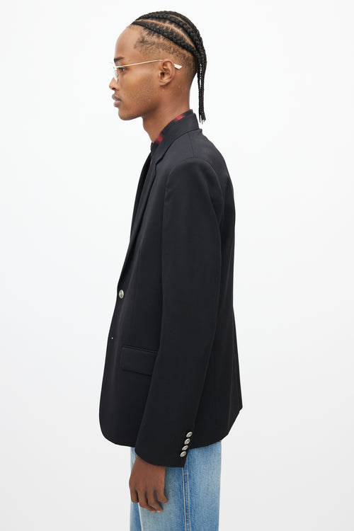 Saint Laurent Black & Silver Button Blazer