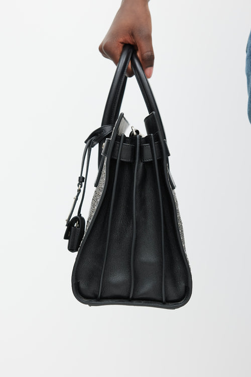 Saint Laurent Black & Silver Leather Studded Sac De Jour Bag