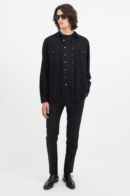 Saint Laurent Black & Silver Western Shirt