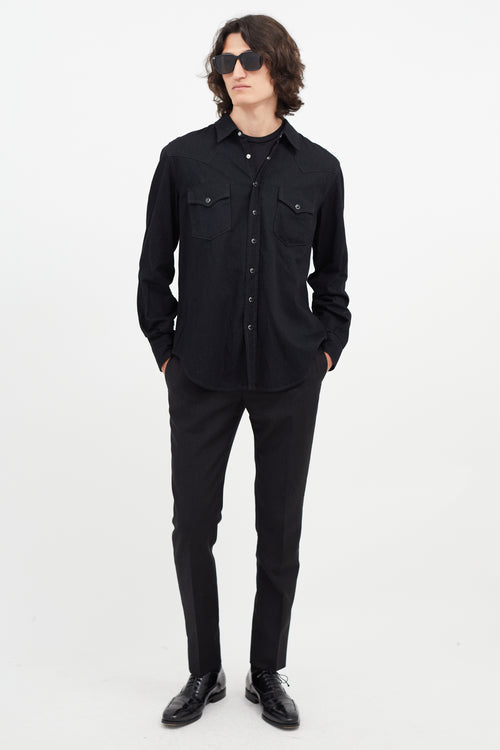 Saint Laurent Black & Silver Western Shirt