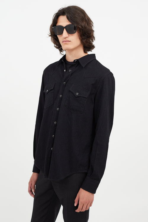 Saint Laurent Black & Silver Western Shirt