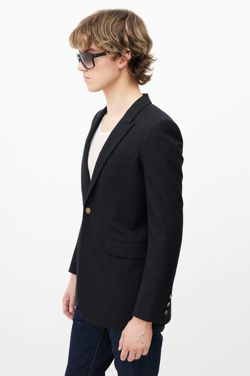 Saint Laurent Black Wool & Gold Buttons Blazer