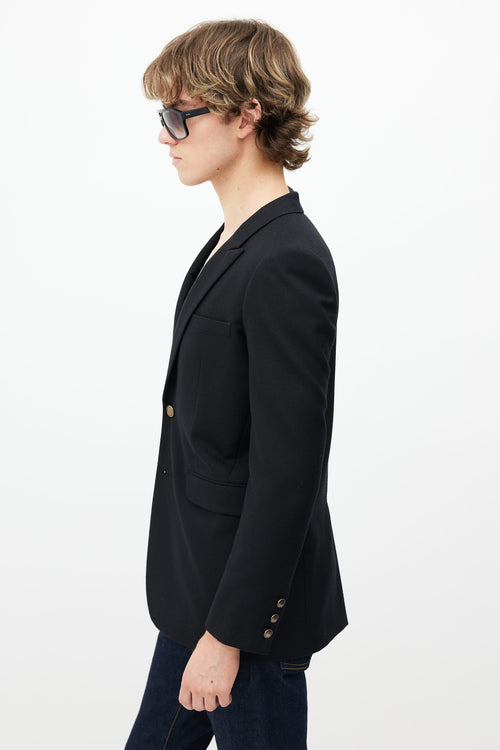 Saint Laurent Black Wool & Gold Buttons Blazer