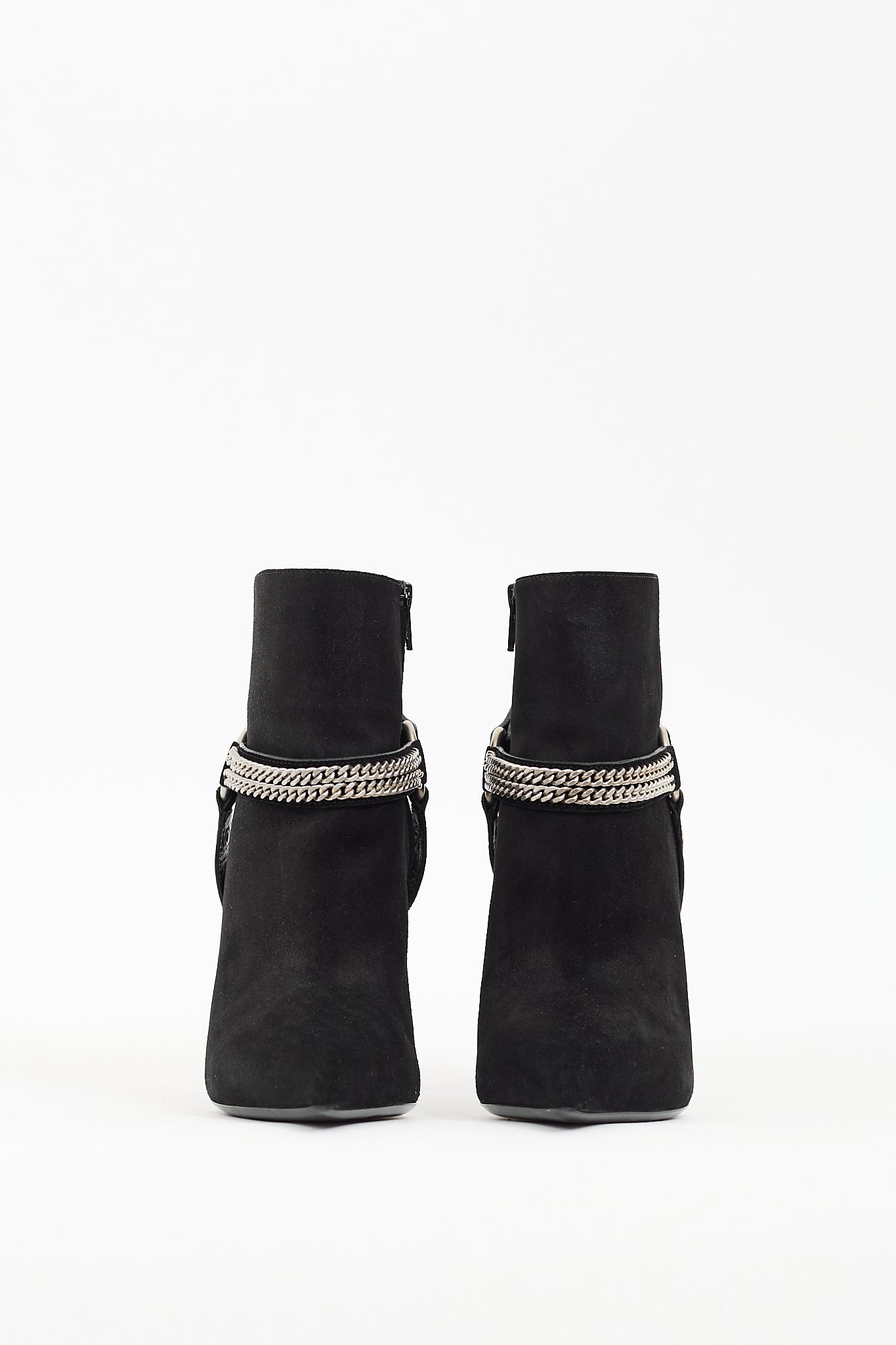 Saint Laurent Black Suede Chain Ankle Boot