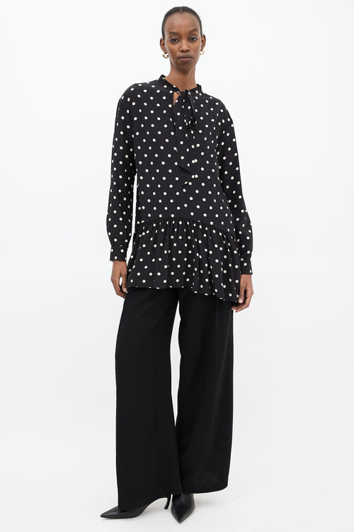 Saint Laurent Black & White Polka Dot Tie Dress