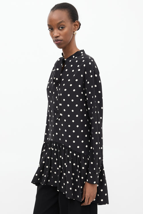 Saint Laurent Black & White Polka Dot Tie Dress