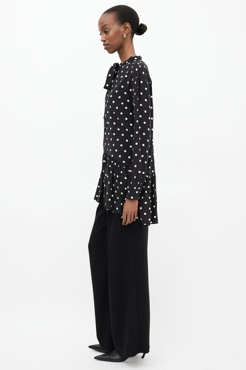 Saint Laurent Black & White Polka Dot Tie Dress