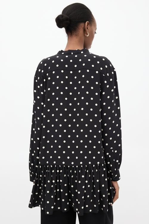 Saint Laurent Black & White Polka Dot Tie Dress