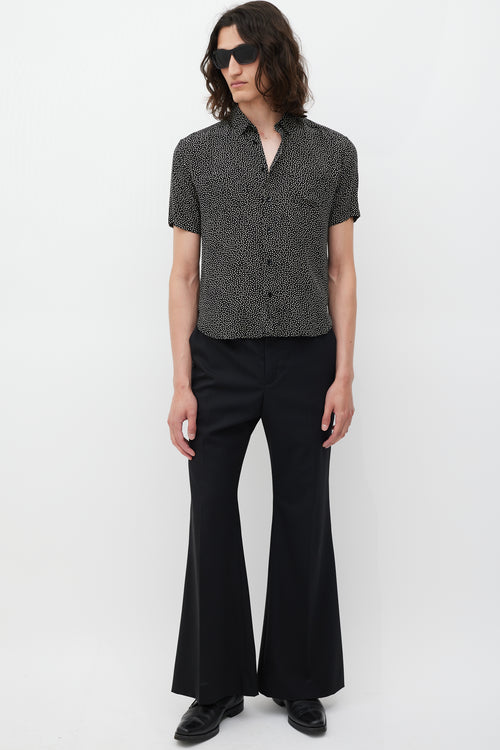 Saint Laurent Black & White Silk Polka Dot Shirt