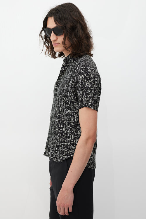 Saint Laurent Black & White Silk Polka Dot Shirt